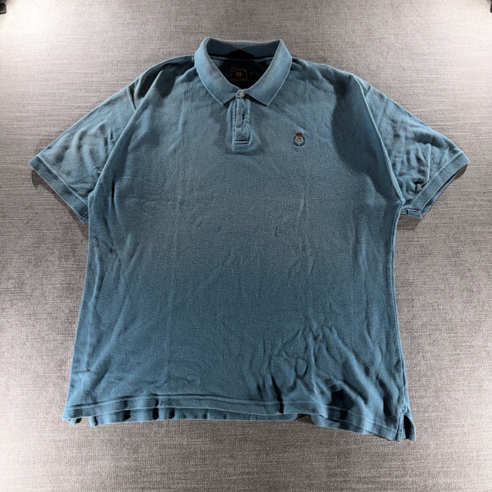Chaps Polo Shirt Mens XXL Teal Blue Good Vintage Crest Cotton Short Sleeve